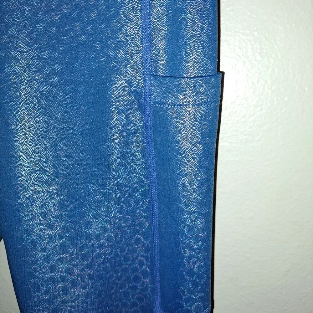 Zyia Active Blue Mermaid Pocket Light n Tight Legging/Capri,Metallic,Size 2 - Picture 9 of 10